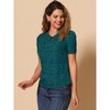 INSPIRE CHIC Women's Peter Pan Collar Keyhole Back Vintage Polka Dots Blouses - 3 of 4