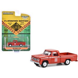 1963 Dodge D-100 Truck "Indianapolis 500 Official Truck" Red "Hobby Exclusive" Series 1/64 Die Cast Model Car by Greenlight - 1 of 3