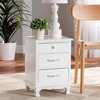 Baxton Studio Layton Wood 3 Drawer Nightstand White: Traditional Style, No Assembly, Spot Clean, Paulownia Frame - 3 of 4
