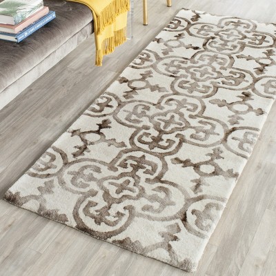 Hand-Tufted Ivory & Brown Wool Runner Rug - 27" x 120"