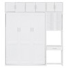 Full/Queen Size Wall Murphy Bed Space Saving Foldable Bed with Desk, Top Cabinet and Storage Shelves, White/Gray-ModernLuxe - 4 of 4