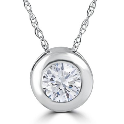 Pompeii3 1/4 ct Round Diamond Solitaire Bezel Pendant Necklace 18