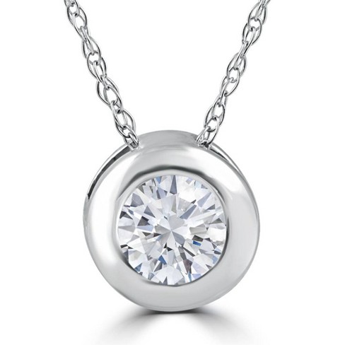 1 Carat Round Diamond Solitaire Necklace in 14K Yellow Gold