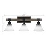 Toltec Lighting Tacoma 3 - Light Vanity in  Black/Painted Wood with 7" White Muslin Shade - 2 of 2