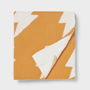Knit Kids' Lightning Bolt Throw Blanket Yellow - Pillowfort™: Toddler Blanket, 48x58, OEKO-TEX Certified - 1 of 3