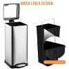 8 Gallon Bathroom Step Trash Can, Square Stainless Steel Foot Pedal Garbage Can with Soft-Close Lid for Kitchen, with Removable Inner Bucket - 2 of 4