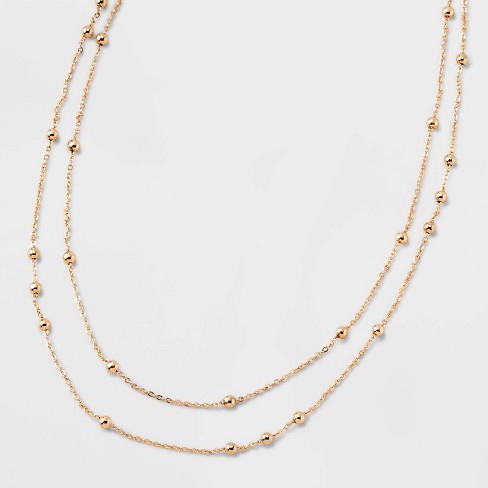 Two Row Rhinestone Chain Necklace - A New Day™ Gold : Target