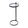 C Shaped Martini Drink Round Table with Black or Gold Metal Base, Tempered Glass top - 4 of 4