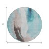 Teal Blue And Brown Abstract Washable Indoor Outdoor Area Rug - 3 of 4