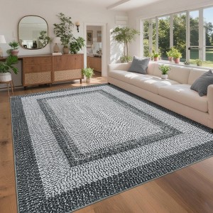 TROPOW Area Rug Braided Printed for Living Room, Non-Slip Stain-Resistant Printed Rug,Machine Washable Large Carpet for Kitchen - 1 of 4