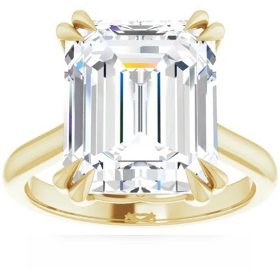 Pompeii3 Certified 5Ct Emerald Cut Diamond Designer Engagement Ring Lab Created 14k Gold - Size 7