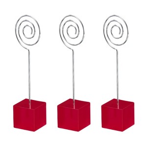 Unique Bargains Metal Resin Cube Base Circle Shape Pictures Memo Place Card Holders 3 Pcs - 1 of 4