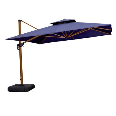 PURPLE LEAF Patio Umbrella with Base Outdoor Square Large Cantilever Umbrella Windproof Offset Heavy Duty Umbrella for Garden Deck Pool