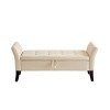 TiramisuBest 51.5" Grey Velvet Storage Bench, Upholstered Tufted Bedroom Bench with Curved Arms, Ottoman Bench for Entryway, Living Room - 4 of 4