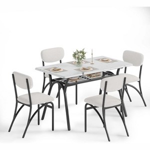 Dining Table Set for 4 with Storage Rack, Modern Kitchen Table with Boucle Chairs for 4 - 1 of 4