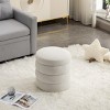 Round Upholstered Ottoman Velvet Foorstool with Storage for Living Room,Bedroom-Tanpinhause - 3 of 4