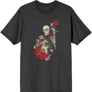 Skeleton Guitarist Adult Crew Neck Short Sleeve Tee - 1 of 2