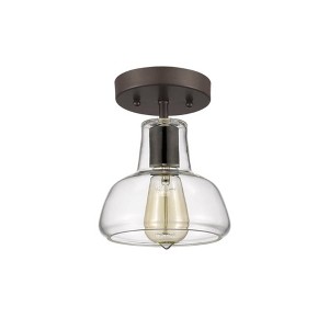 Chloe Lighting Dickens Industrial-Style 1 Light Rubbed Bronze Semi-Flush Ceiling Fixture 7" Shade - 1 of 4