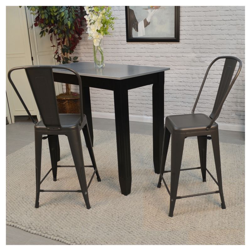 Set of 2 24&#34; Sadie Counter Height Barstool Rustic Pewter - Carolina Chair and Table, 4 of 5