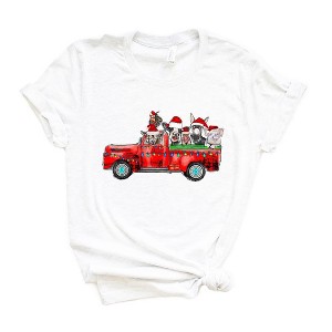 Simply Sage Market Women's Farm Animals Christmas Truck Short Sleeve Graphic Tee - 1 of 4