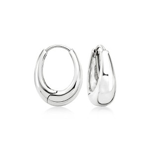 Ross-Simons Sterling Silver Oval Huggie Hoop Earrings - 1 of 3