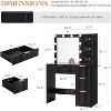 AMERLIFE Makeup Vanity Desk with Mirror & LED Lights, Drawers, Tempered Glass Top, Charging Station, Modern Bedroom Dressing Table - 3 of 4