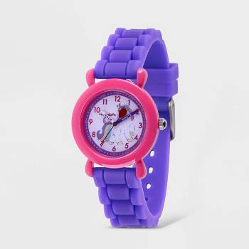 Girls' Red Balloon Unicorn Plastic Time Teacher Silicone Strap Watch - Purple