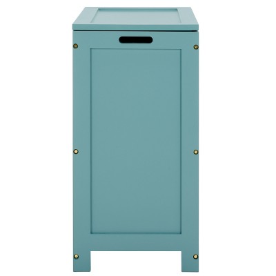 Haina Blue Wooden Rectangular Laundry Hamper