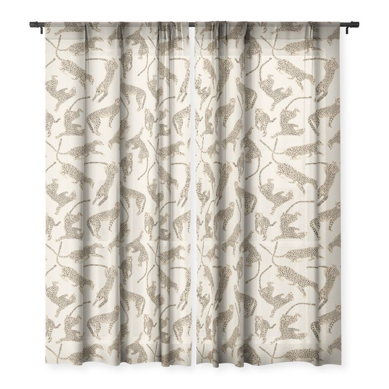 Iveta Abolina Cheetahs Tan Set of 2 Panel Sheer Window Curtain - Deny Designs, 1 of 7