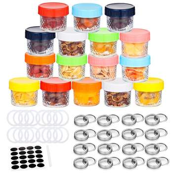 WhizMax Mini Mason Jars 4 oz - Set of 16, Small Glass Jars with Lids and Sealing Bands,Store Jar