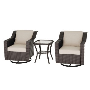 UPTION Outdoor Swivel Rocking Chair With Side Table - 1 of 4