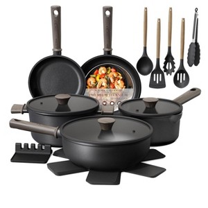 Itopfox 19-Piece Non-Stick Cookware Set, Titanium Coated Pots and Pans for Induction Stove, Healthy Kitchen Cooking Set with Glass Lids and Utensils - 1 of 4