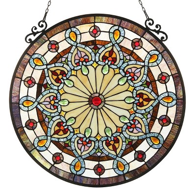 Chloe Lighting Helena Tiffany-Glass Victorian Window Panel 23.5"
