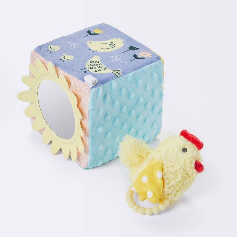 Farm Interactive Plush Cube with Chicken Rattle Baby Toy - 2pc - Cloud Island&#8482;, 4 of 5