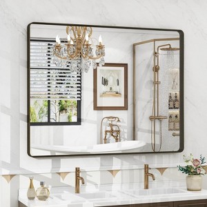 KIOTEE Rectangular Aluminum Alloy Framed and Tempered Glass Wall Bathroom Vanity Mirror in Matte Black - 1 of 4
