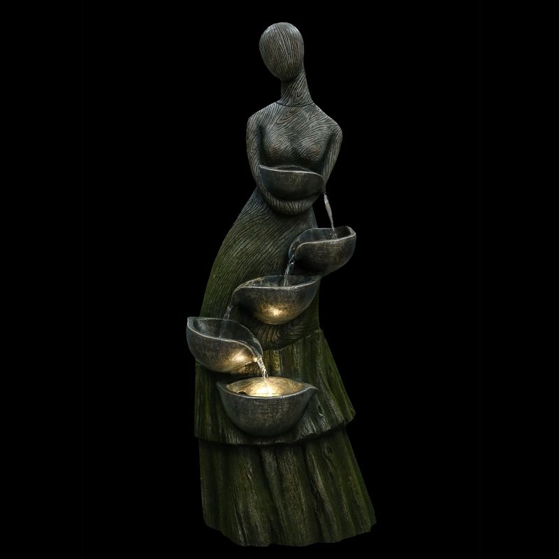 Northlight 39" Lighted Modern Faceless Woman Tiered Outdoor Garden Water Fountain, 3 of 7