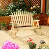 Outdoor Wooden Rocking Chair, Double-Person Rustic Adirondack Rocker with Slatted Seat, High Backrest, Armrests for Patio, Garden and Porch - 2 of 4