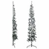 vidaXL Christmas Tree Decoration Slim Artificial Half Xmas Tree with Stand - White and Green 94.5" - 4 of 4
