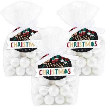 Set of 180 Christmas Holiday Treat Bags with Zip Lock, 3 Assorted Styles  (180 Bags)