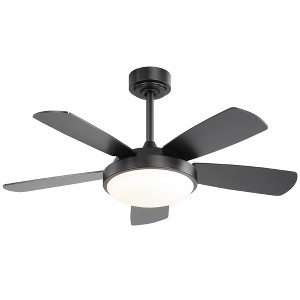 Wanze of Ocean 42 in. Modern Indoor Black 6-Speed Black Blades 3-Size Downrod Mount Ceiling Fan with 3-Color Dimmable LED Light - 1 of 4