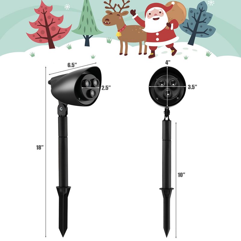 Costway Christmas Projector Light LED Projection Lamp with Lawn Stake & 3 /5 LED Lights, 3 of 11