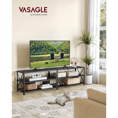 VASAGLE TV Stand Industrial Entertainment Center, Modern TV Console with Open Storage Shelves