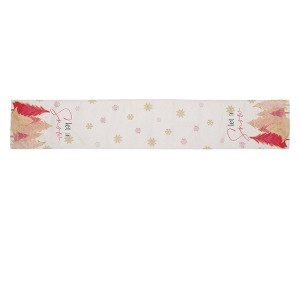 Unique Bargains Christmas Table Runner Gold Tone-Trimmed Christmas Tree Linen 72"x13" 1 Pc - 1 of 4