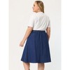Women's Plus Size Button Down Casual A-Line Pockets Midi Jean Skirts - Agnes Orinda - 4 of 4