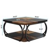 HTUTWOO 39” Square Coffee Table With 2 Tiers, Modern Farmhouse Coffee Table With Wood Storage Shelf Metal Curved Frame For Living Room - 2 of 4