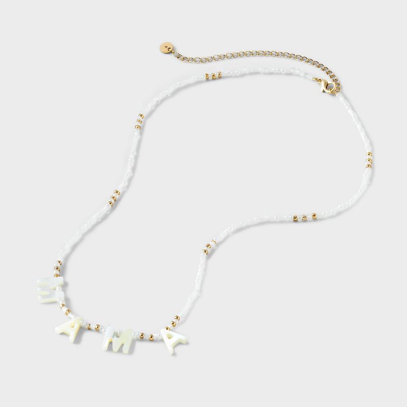 14K Gold Dipped Mother of Pearl And Seed Bead &#34;Mama&#34; necklace - A New Day&#8482; Gold/White, 3 of 5