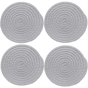 Home Mart Goods Silver Extra Thick Woven Trivet Round Placemats Natural Cotton Hot Potholder Mat Heat Resistant - 8"x8"(Pack of 4) - 1 of 4
