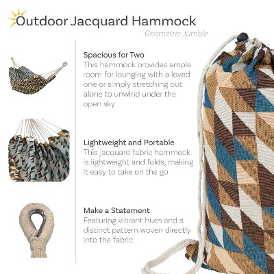 Sunnydaze Geometric Jumble Double Hammock in Polyester and Cotton
