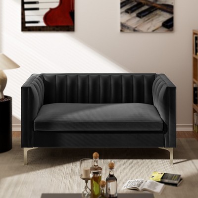 55 in. Wide Mid-Century Channel Tufted Velvet 2-Seater Sofa Couch Loveseat - Morden Fort