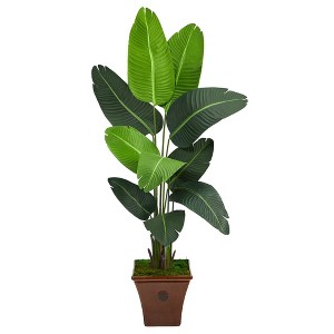 Nearly Natural 5.5-ft Travelers Palm Artificial Tree in Brown Planter - 1 of 4